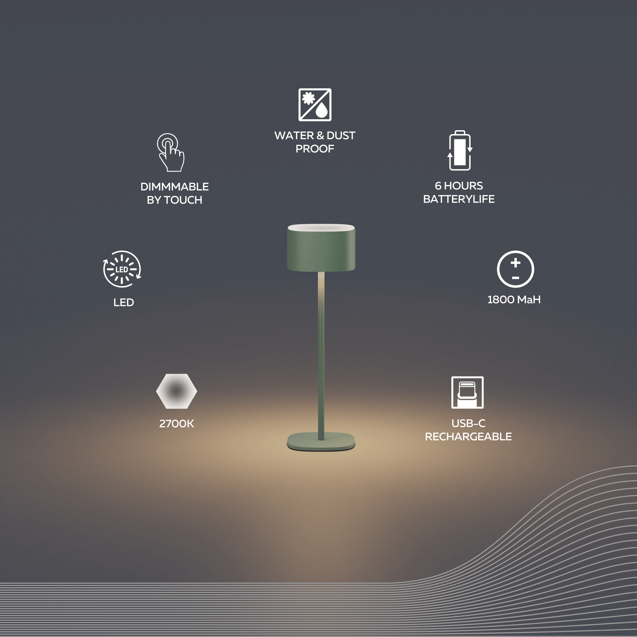calex-serino-lampe-de-table-sans-fil-piles-vert image 2