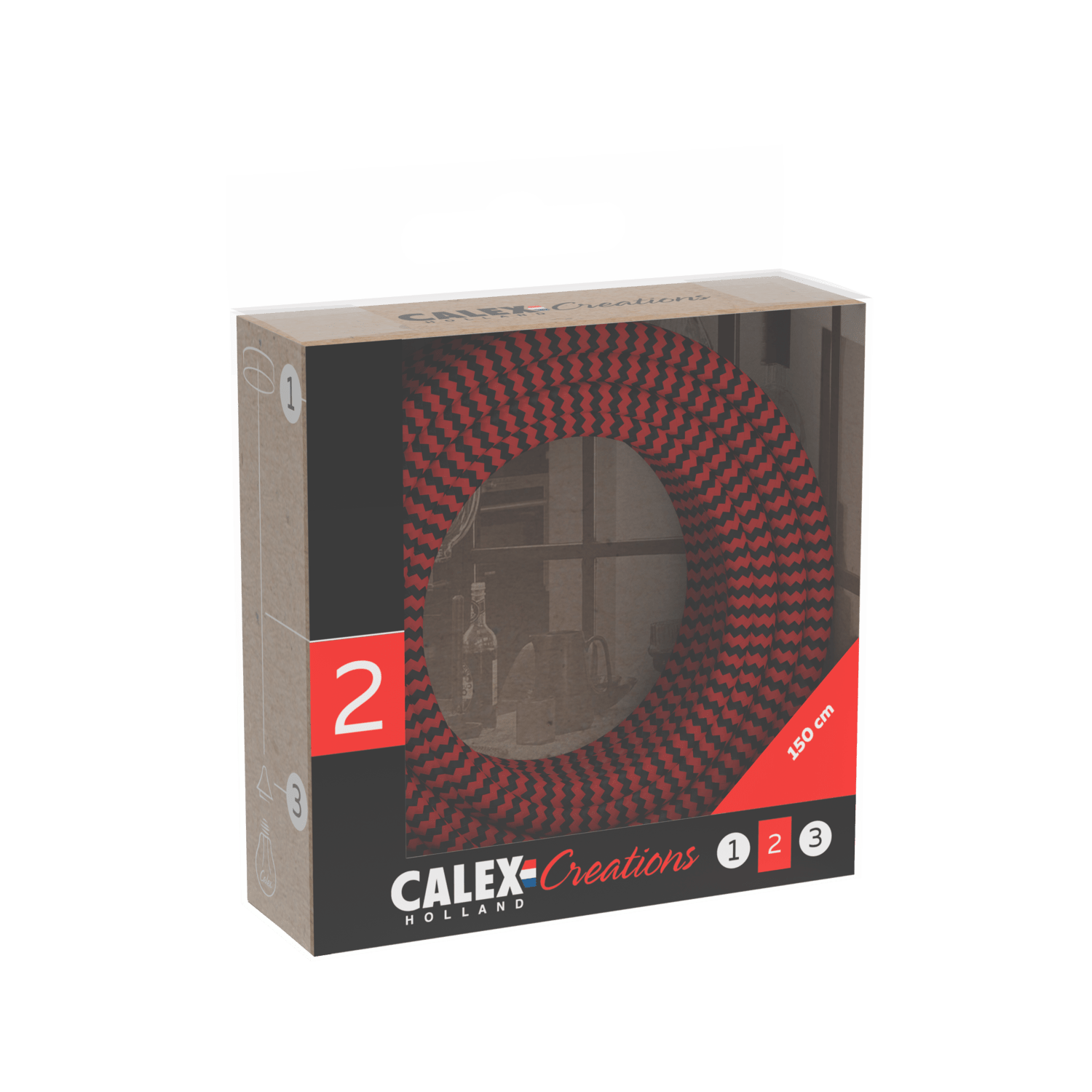 calex-creations-c-ble-tissu-rouge-noir-1-5-m-suspension-diy image 3