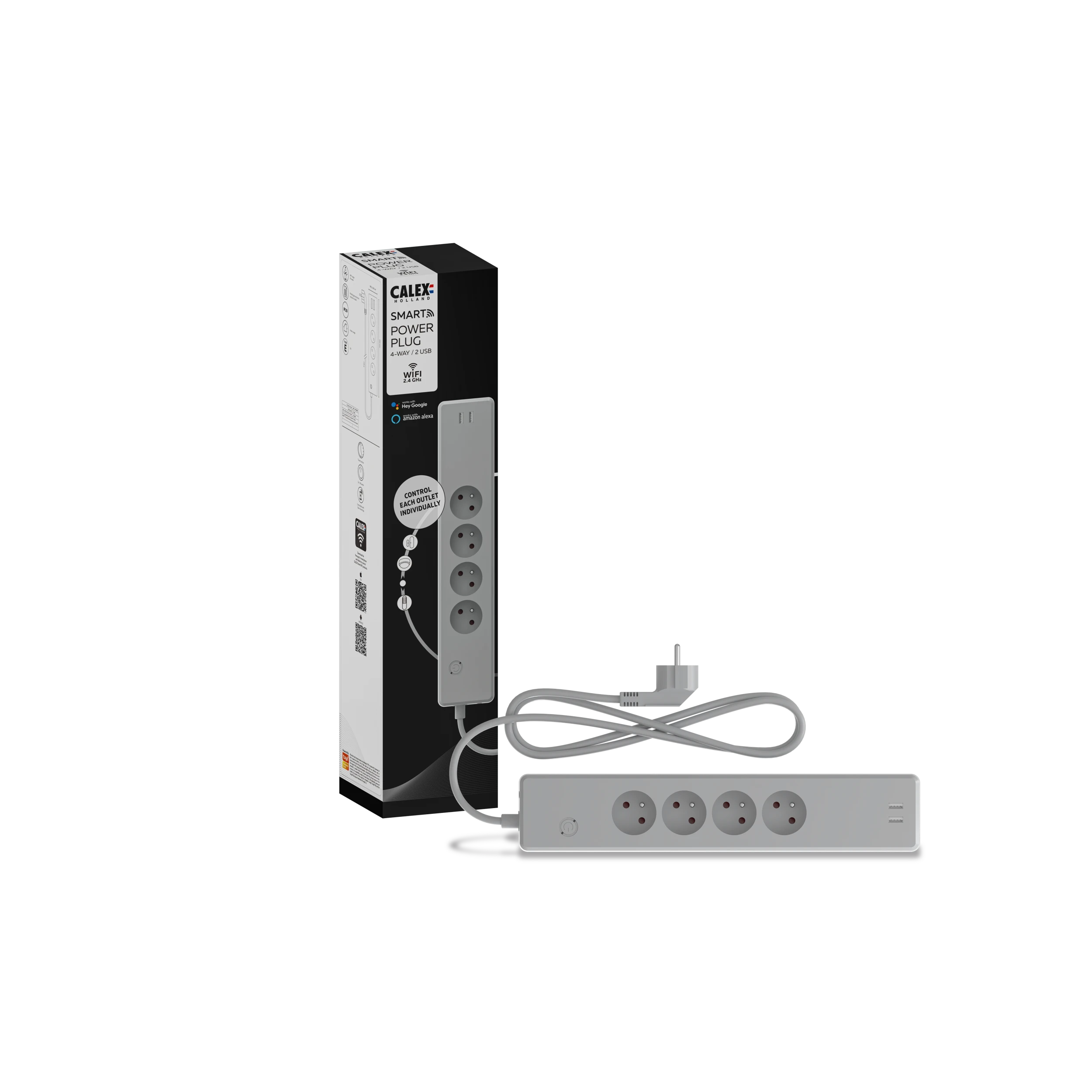 calex-smart-multiprise-be-fr-6-appareils-2-usb-a-1-8-m image 1