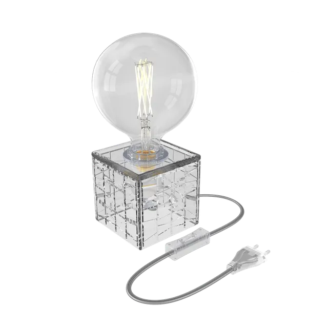 calex-lampe-de-table-carr-e-e27-verre-transparent image 1