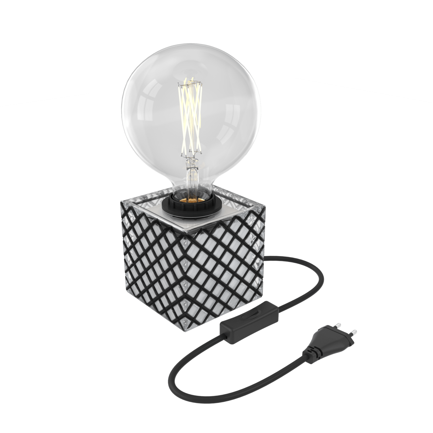 calex-lampe-de-table-carr-e-e27-verre-noir-blanc image 1