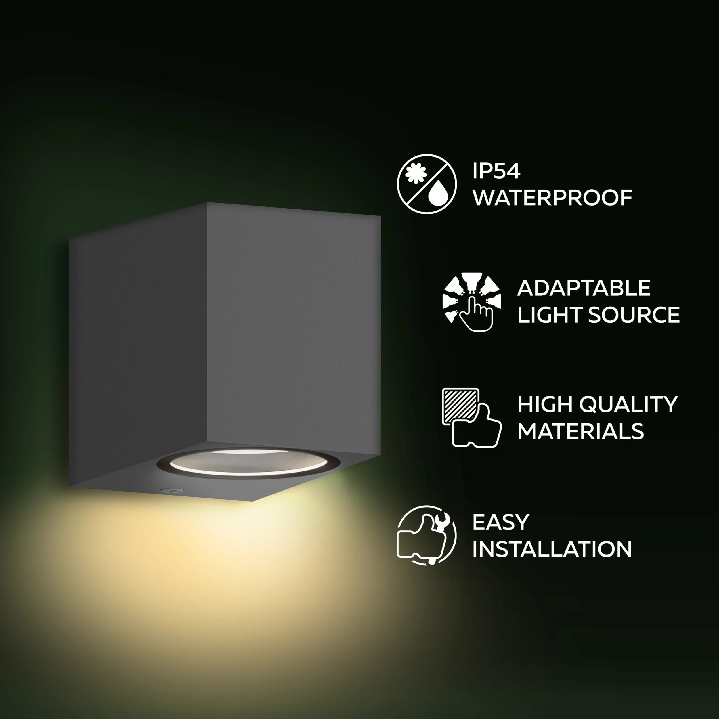 calex-sanremo-applique-murale-gu10-faisceau-bas-anthracite image 2