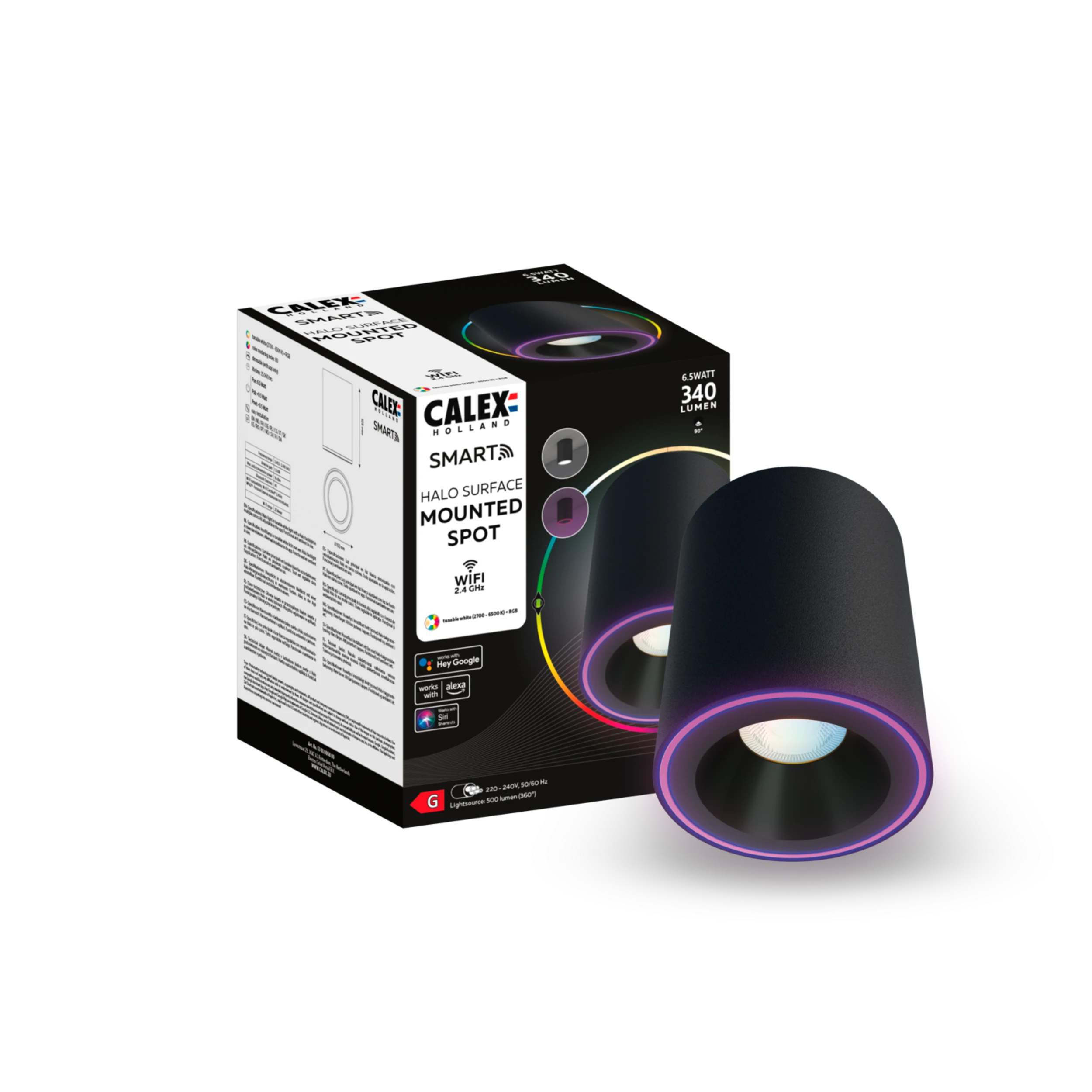 calex-smart-spot-halo-plafonnier-rgb-cct-noir-connect image 1