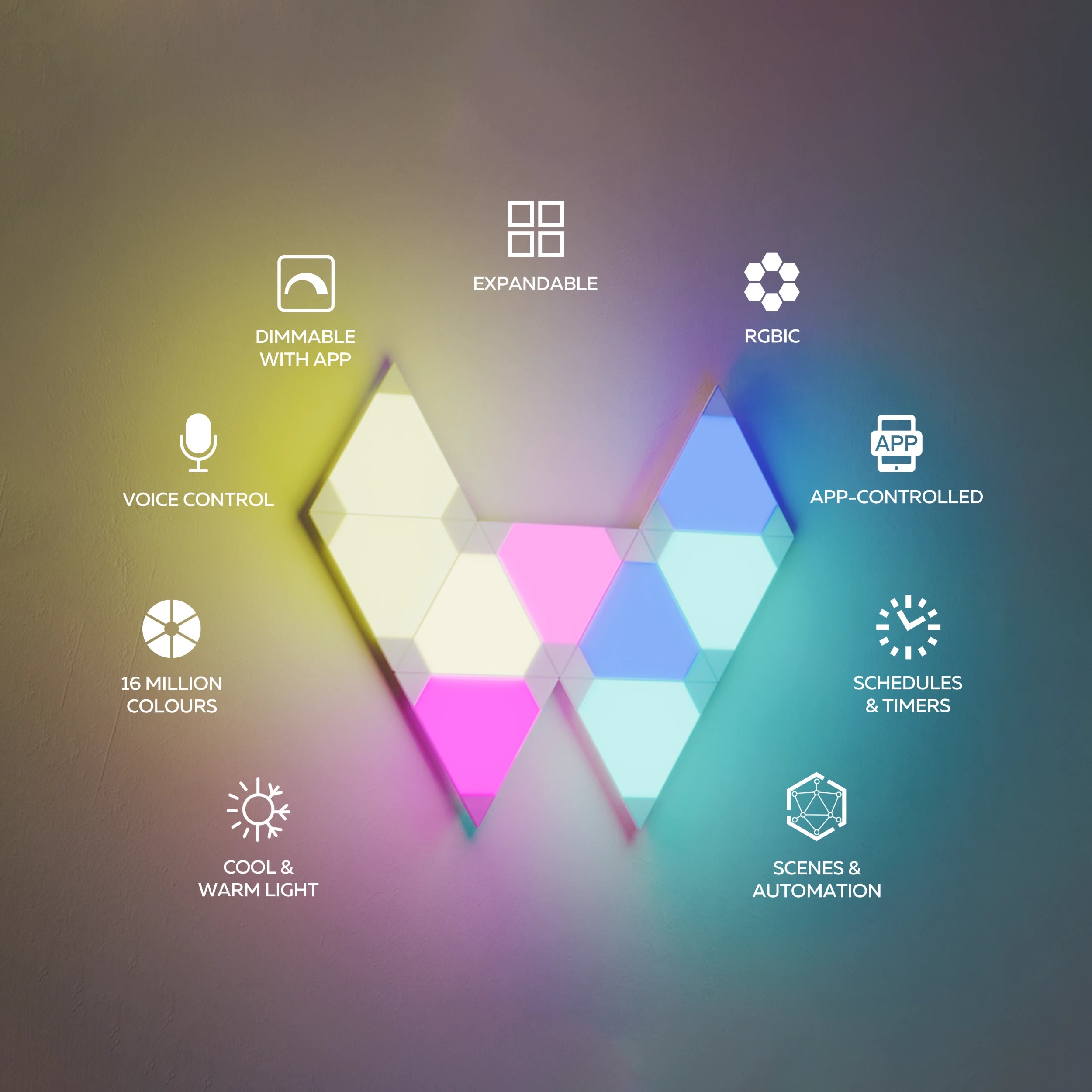 calex-smart-panneaux-muraux-triangulaires-rgbic-blanc-9-pi-ces image 2